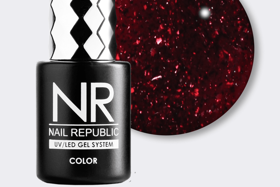 NR-431 Perfect red гель-лак, Мерцающий бордовый циркон (10 мл)