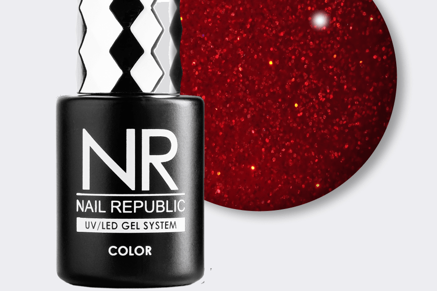 NR-432 Perfect red гель-лак, Мерцающий алый рубин (10 мл)
