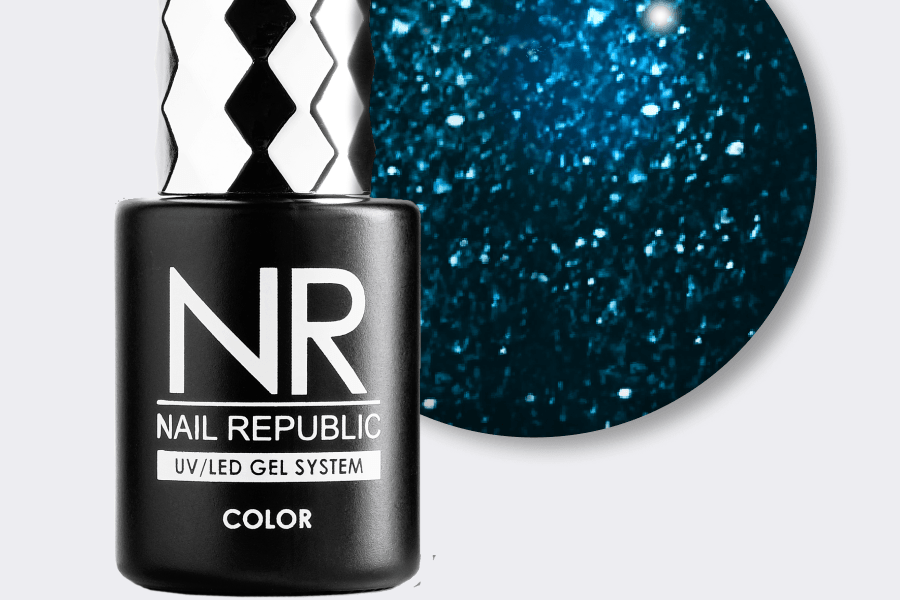 NR-451 Aquamarine гель-лак, Мерцающий сине-зеленый (10 мл)