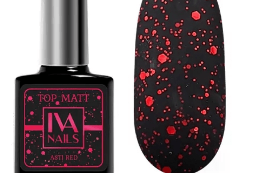 Iva Nails топ Asti Red (матовый), 8 мл. 