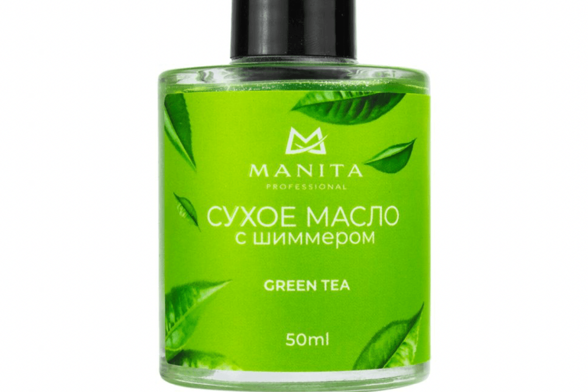 Масло для кутикулы MANITA PROFESSIONAL сухое укрепляющее с шиммером GREEN TEA 50 ml